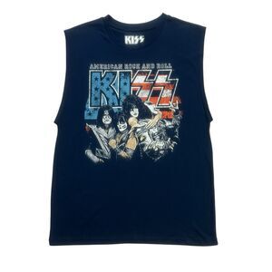 KISS Shirt Mens XS Blue Sleeveless American Rock and Roll Music Band